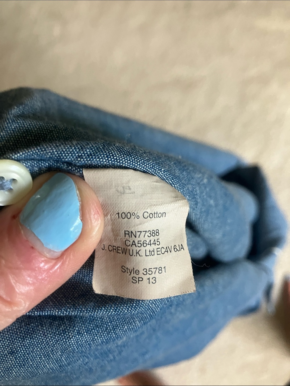 J.CREW Wallace & Barnes Chambray Denim Diamond Pearl Snap Western Shirt Medium - Picture 8 of 9